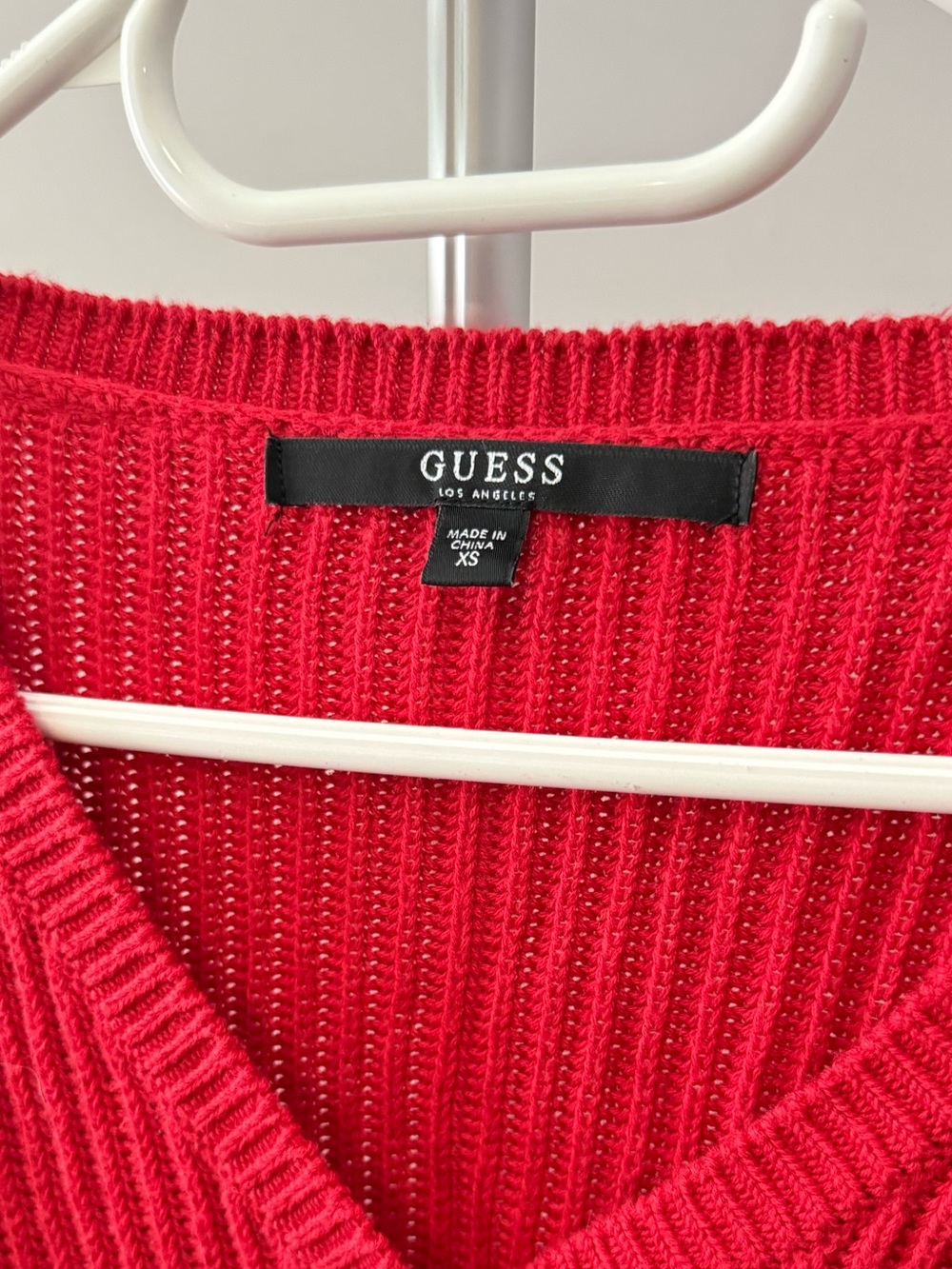 GUESS Bright Red Ribbed Button-Front Cardigan - Picture 3 of 6